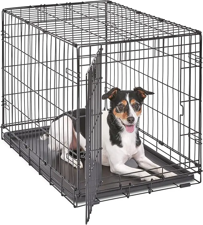 Homes for Pets 30-Inch iCrate for Medium Breeds, 21-40 lbs, Single Door Folding Dog Crate with Divider Panel, Leak-Proof Tray & Secure Latch, Portable, Durable & Easy to Assemble