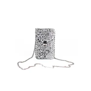 Snakeskin Large Rhinestone Front Covered Pouch w/ Locking Flap