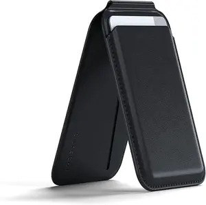 Satechi Magnetic Magsafe Wallet, Double Flap Stand Card Holder, 4 Slots with Front NFC Pass-Through, Adjustable Phone Attachment for iPhone 17/16/15/14/13/12, Travel Accessory