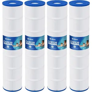CCP520 Pool Filter Cartridges 4 Pack, Compatible with Pentair Clean & Clear Plus 520, Replace Pleatco PCC130, Pentair R173578, 520 sq.ft, Heavy Duty 5 oz+ Trilobal Fabric