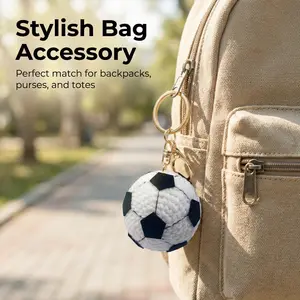 Crochet Soccer and Baseball Ball Keychain, Handmade Knitted Football Bag Charm, Mini Sports Keyring for Backpack, Gift for Fans