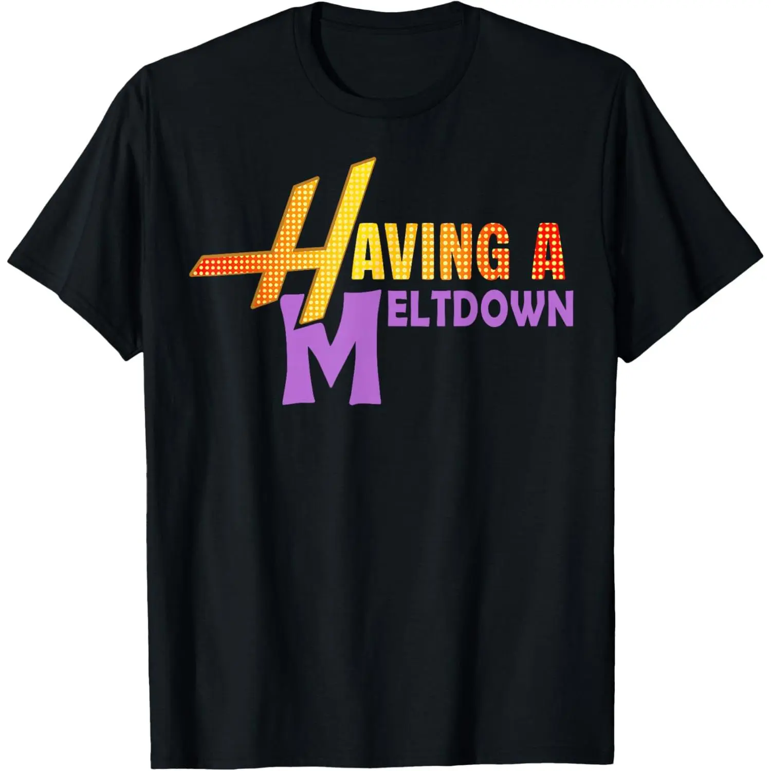 Women's Retro Graphic T-Shirt, Casual 'Having A Meltdown' Funny Quote Top, 100% Cotton Short Sleeve Round Neck