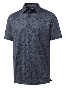 DTWOOO Men's Golf Shirts Short Sleeve Print Performance Moisture Wicking Dry Fit Golf Polo Shirts for Men