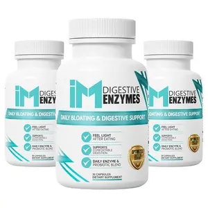 IM Digestive Enzymes - 3 Bottles | Digestive Comfort & Bloating Support | Multi-Enzyme + Probiotic Formula | Daily Capsules