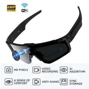 AI Smart Glasses with Camera 4K, Wireless Smart Glasses, 8MP HD Video Recording Glasses with Camera, Wearable Tech Bluetooth Sunglasses for Outdoor Sports Cycling/Skiing/Baseball