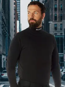 ROTHCO Men's Security Mock Turtleneck - Black Cotton Lycra Regular Sleeve Top - Menswear, Collar Long Sleeve Embroidered Shirt Classic Clothes Layer Uniforms Workwear