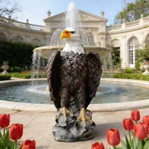 Large Standing Bald Eagle Garden Statue - Heavy-Duty Outdoor Decoration with Spread Wings, Patriotic Yard Decor for Independence Day, Lawn, Office - Resin Eagle Sculpture (No Assembly Needed), Detailed Feathers, Handcrafted Details, Wildlife Art