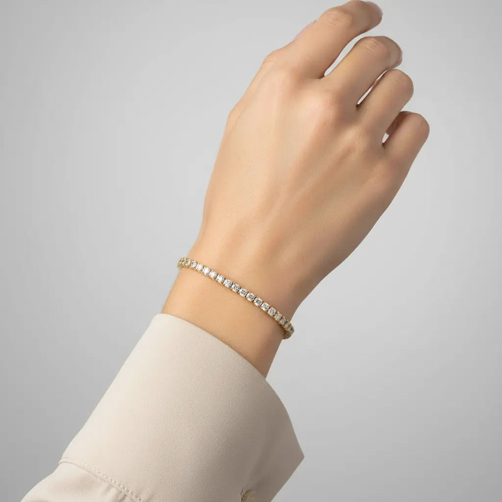 14K Yellow Gold Diamond Tennis Bracelet - 4.43ct