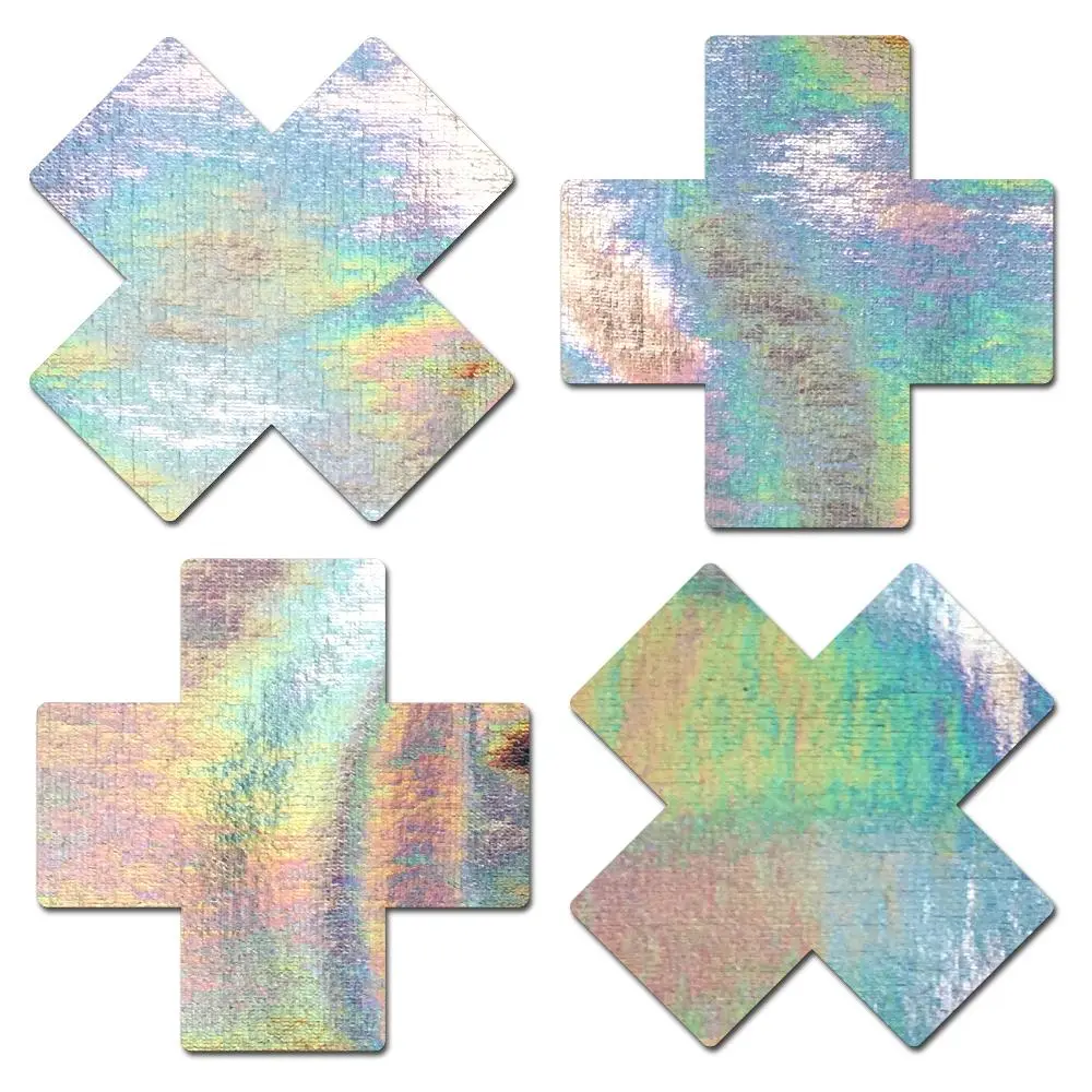 Petite Plus X: Two Pair of Small Holographic Cross Nipple Pasties by Pastease