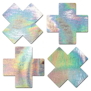 Petite Plus X: Two Pair of Small Holographic Cross Nipple Pasties by Pastease