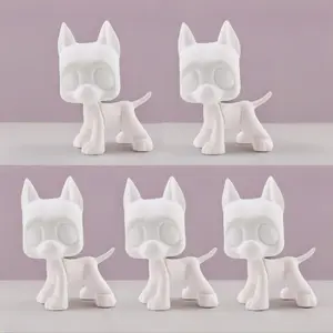 5Pcs Lightweight White Mold Blank Bases for Mini Pet Shop Animals Figurines, Great Dane Handmade DIY Paint Craft Supplies, Gift & Decor for Pet Design Enthusiasts