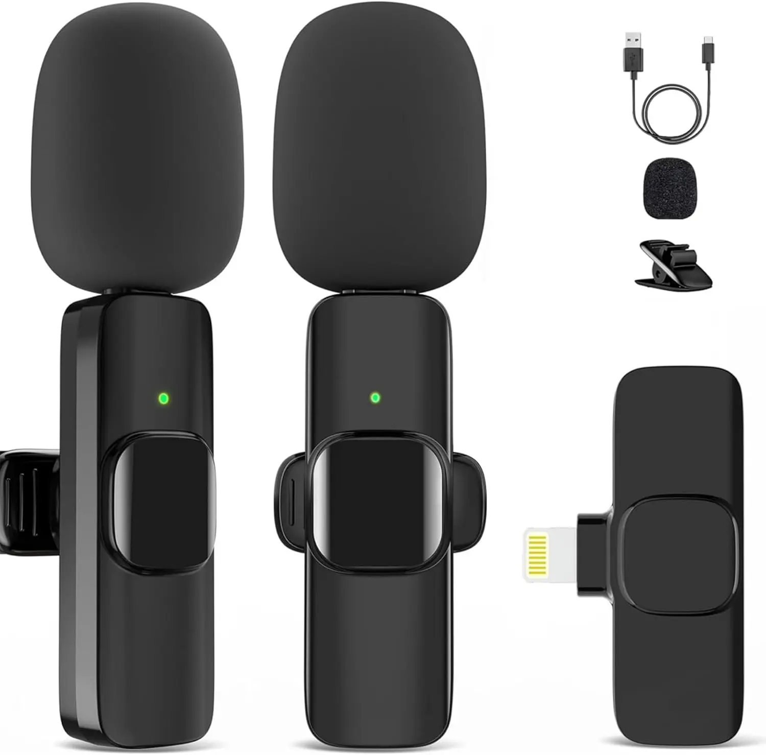 Microphone for , 2 Pack  Microphones, Mini Mic, Lavalier, Recording Lapel Mic, Plug-Play, Clip On Microphone with Noise Reduction for Interview/ (for iPhone14 and Below)