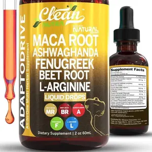 Organic Maca Root Liquid Drops with Ashwagandha, Fenugreek, Beet Root and L-Arginine Liquid Multivitamin for Women and Men - Adapto Drive Supplement Healthcare Dietary Fitness Edible Optimum