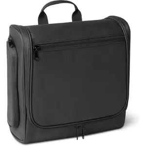 Waterproof Travel Toiletry Bag for Men and Women, Hanging Toiletry Bag, Dopp Kit with 2 Side Pockets, Multiple Interior Pockets, Handles Bathroom Spills/Splashes, Black