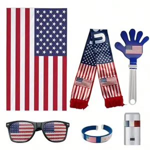 6PCS Party Favor Set for Family - Flag Scarf, Glasses, Wristband, Hand Clapper Accessories