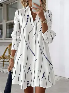 Women's Elegant Collared Shirt Dress, Office to Party Wear, All Seasons, Stylish and Versatile, Perfect for Any Occasion