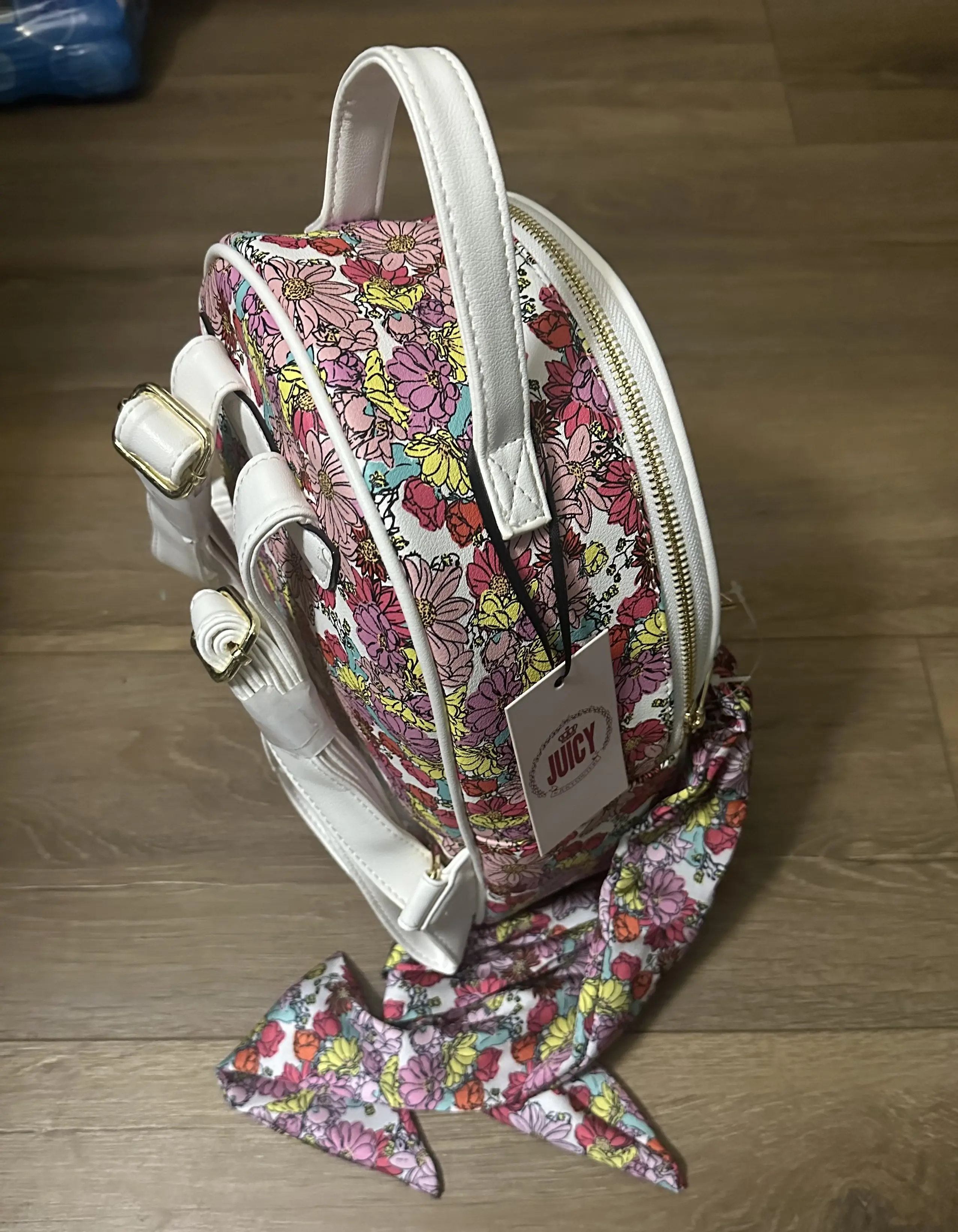 Juicy Couture Garden Floral Glam Pull Out Pouch Backpack 