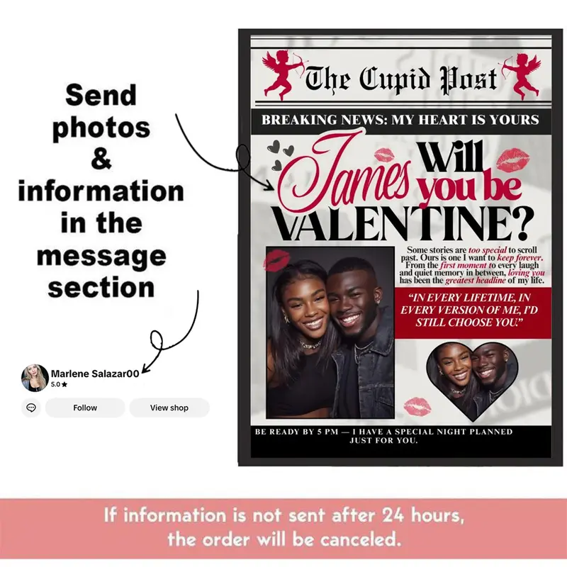 Valentine Poster,  Retro Love Quotes & Romantic Typography Wall Art,  Unframed Room Decor for Couples, Lovers & Gift Ideas