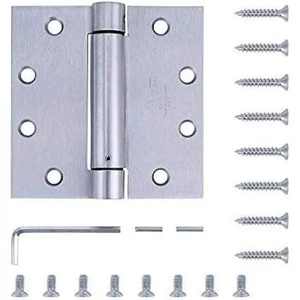 4.5" x 4.5" Stainless Steel Door Hinges (2-Pack) - Self-Closing, Reversible, Heavy-Duty Commercial, UL Listed, with Complete Installation Hardware & 114 lbs Load Capacity