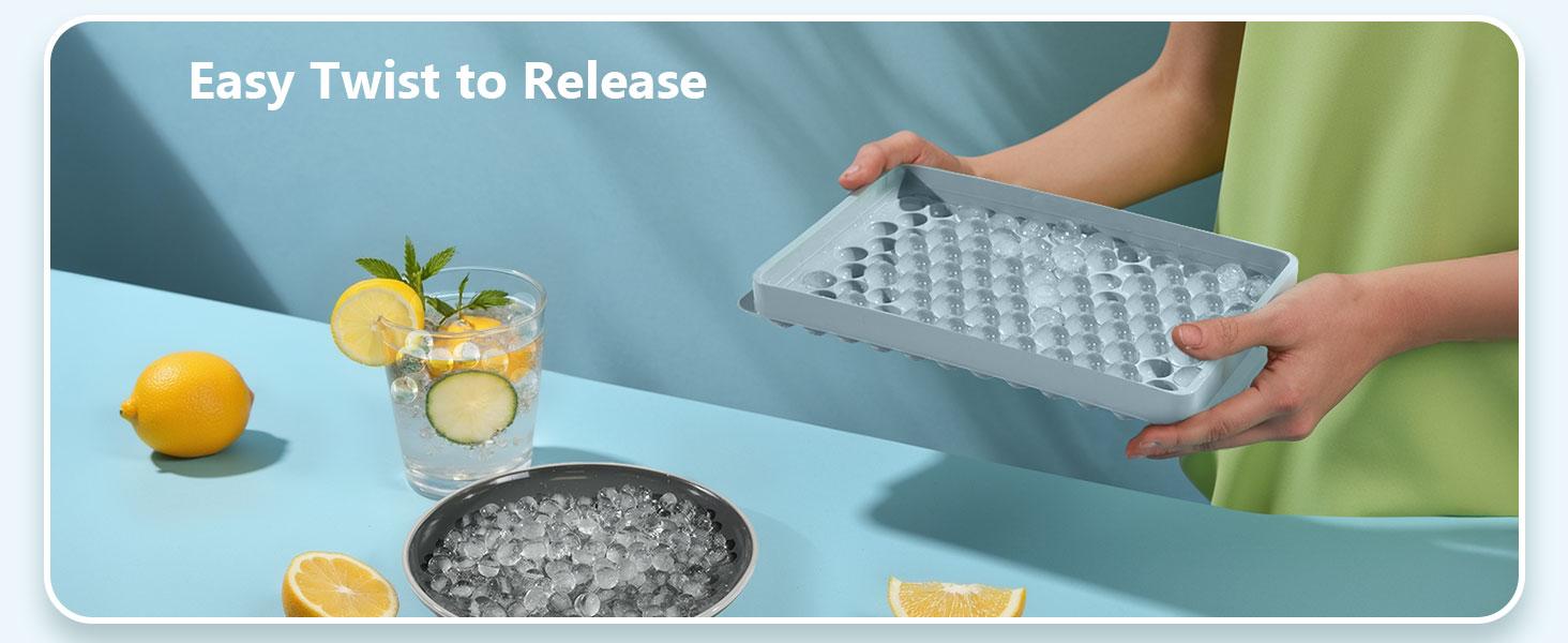 Mini Ice Cube Trays – Tiny Pebble Ice Molds with Lid & Storage Bin, Easy Release & Stackable (2 Pack)