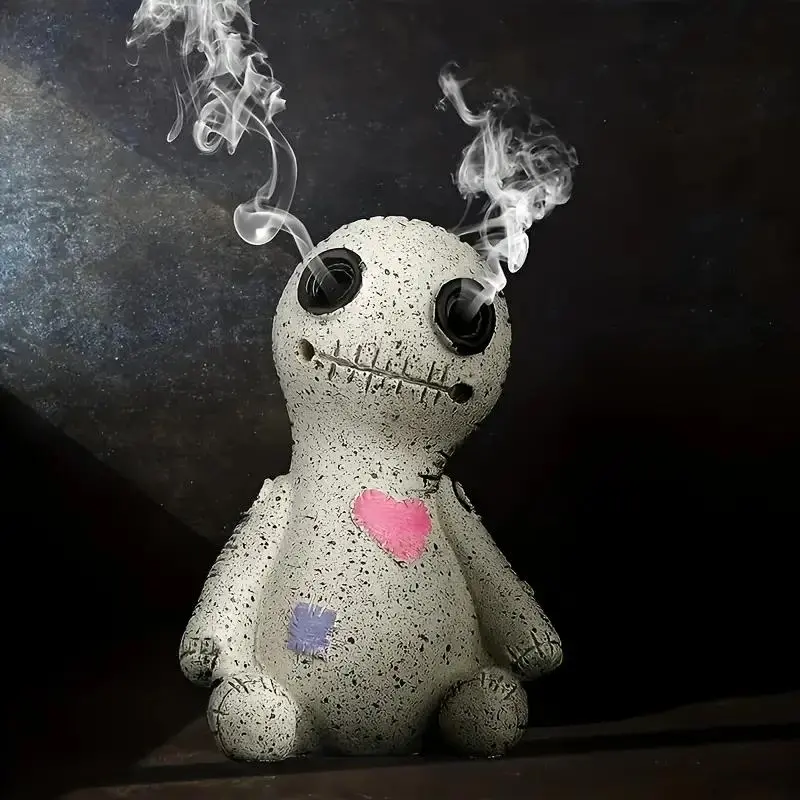 Unique Inclined Head Smoke Doll Aroma Incense Burner with Scented Fragrance, Resin Craft Home Decor, Ideal for Living Room & Bedroom, Perfect Halloween or Christmas Gift