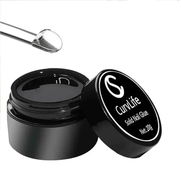 Curvlife Soft Gel Solid Nail Glue-15g for Press On Nails, Upgrade 3 in 1 Soft Gel Full Cover Nail Tips For Strengthen UV Light Cured
