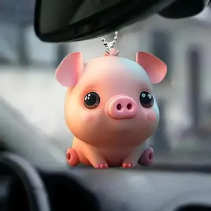 2D Cute Pig Acrylic Pendant Car Interior Pendant Keychain Backpack Decorative Pendant