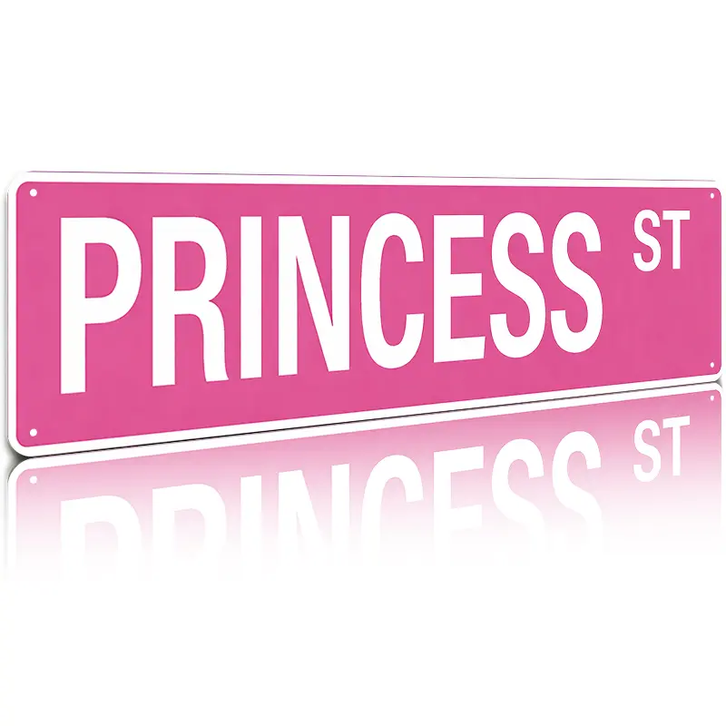 Princess St Pink Aluminum Street Sign 4"x16" Girls Bedroom & Nursery Wall Decor # MetalSigns # PrincessDecor # GirlsRoom # NurseryDecor
