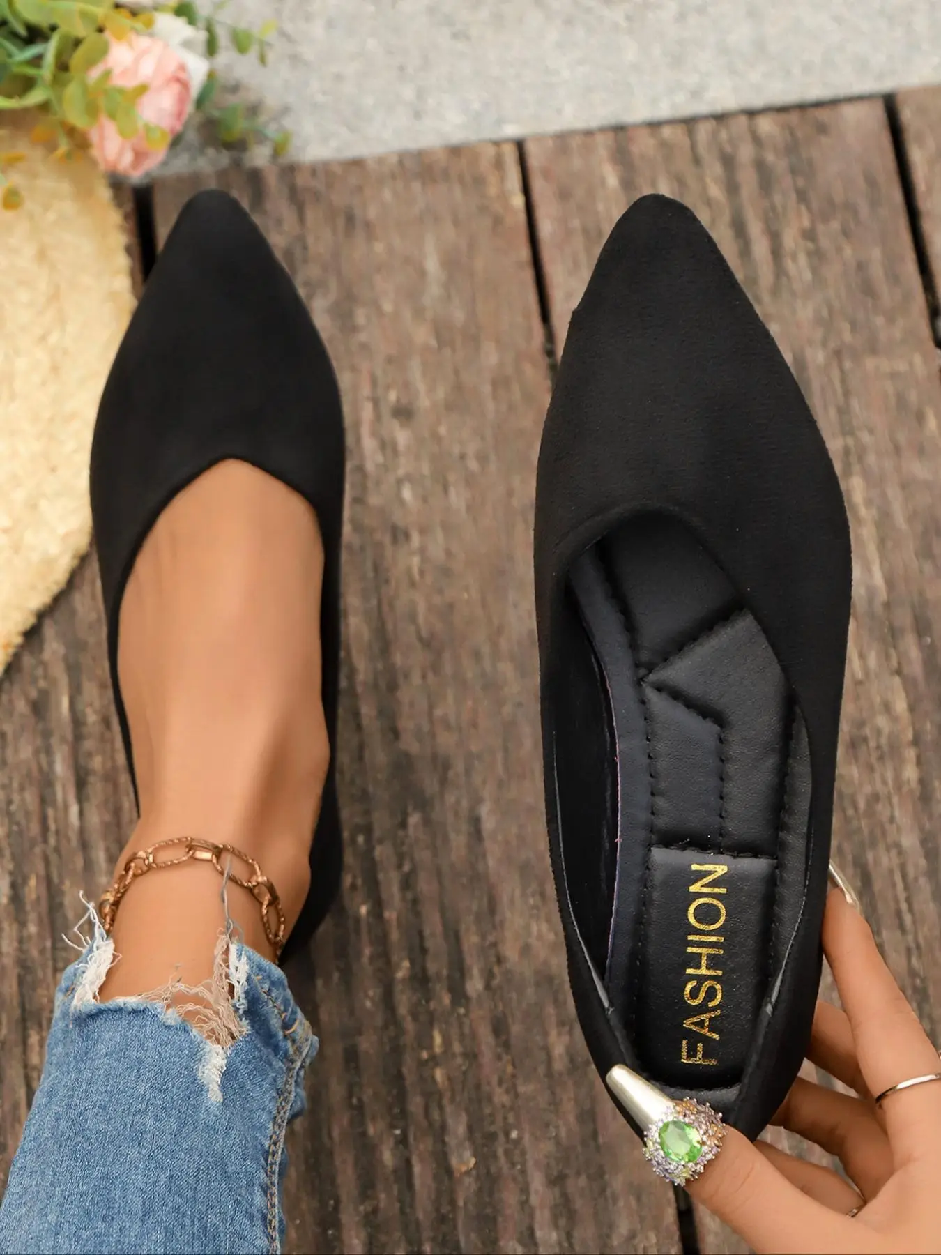 Women's Fashionable Solid Color Pointed Toe Flat Shoes, Casual Comfortable Slip on Shoes for Daily Wear, All-match Commuter Shoes for Work & Daily Wea