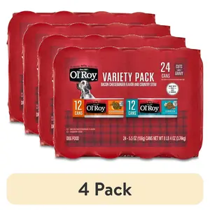 Ol' Roy Bacon Cheeseburger Flavor & Country Stew Cuts in Gravy Wet Dog Food Variety Pack, 5.5 oz Cans, 24 Pack
