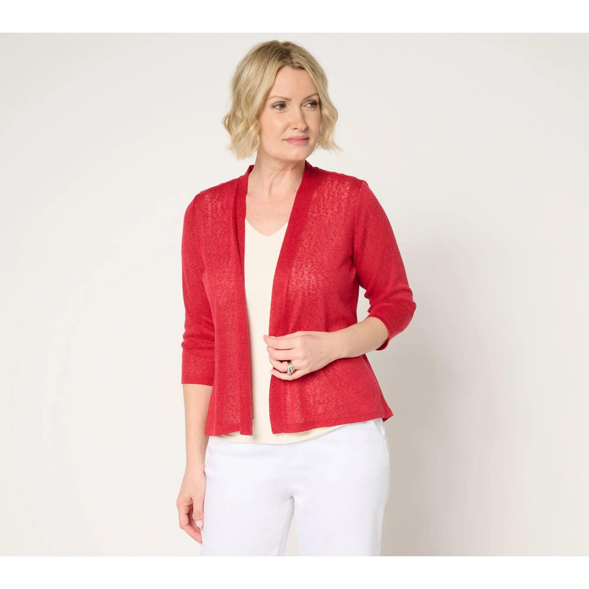 Denim & Co. Essentials 3/4 Sleeve Slub Knit Cardigan