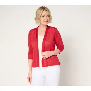 Denim & Co. Essentials 3/4 Sleeve Slub Knit Cardigan