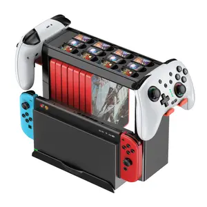 Switch Games Organizer Stand with dual Controller Holder, Switch Dock for Nintendo Switch2/OLED/Switch, Storage and Organizer for Games CD, Switch Accessories Kit