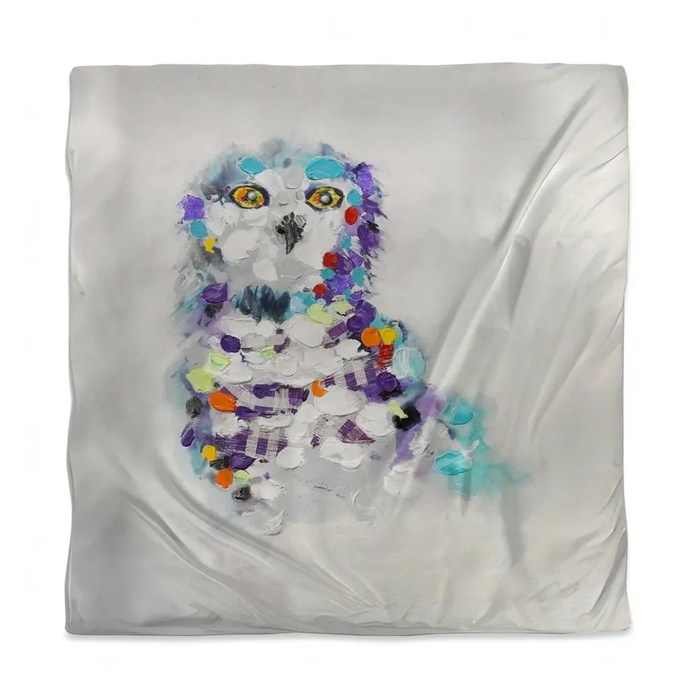 Begin Home Decor 3817-SWCQ-AN45 Abstract Owl Purple Queen Size Duvet Cover - Bird Decor - Home Bedding