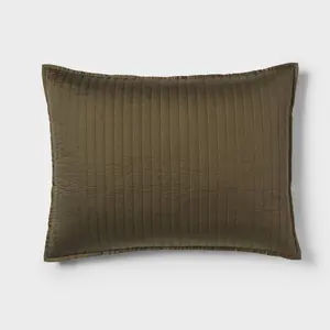 King Washed Cotton Sateen Quilt Sham Dark Olive Green - Threshold: 250 Thread Count, OEKO-TEX Certified, Envelope Closure