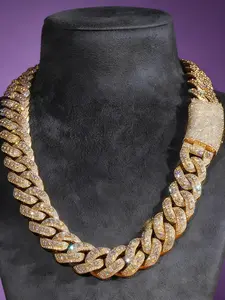 Custom Vvs Diamond Chilled Hip Hop Premium Chilled 18mm Cuban Bracelet Chain Necklace, Unisex, Hip Hop Style, Diamond Chilled Cuban Necklace, High Jewelry