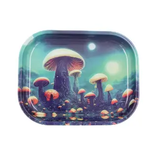 Decorative Metal Snack Tray for Remote Side Friendly Mushroom World Decoration - Plates