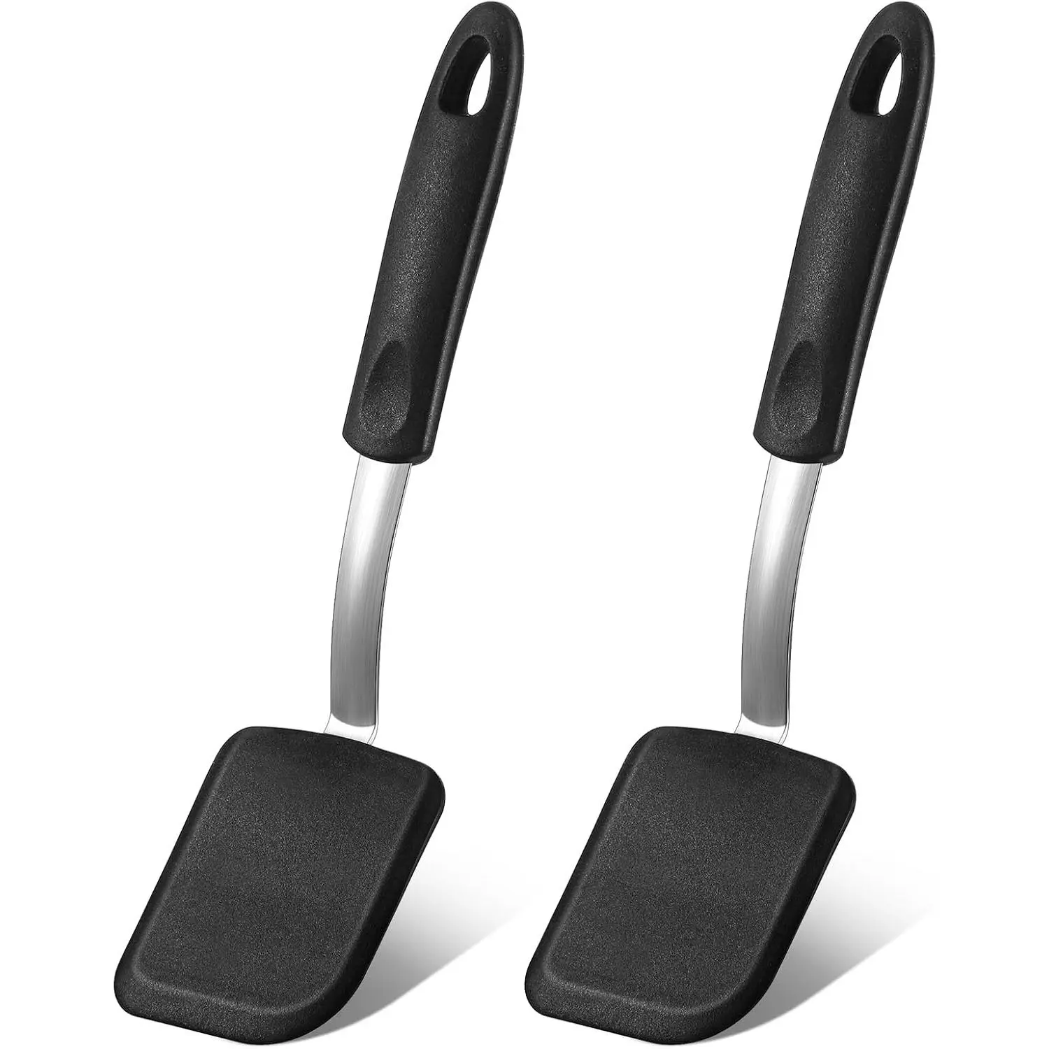 Silicone Cookie Spatula 2-Pack Mini Brownie Spatula Flexible Kitchen Small Silicone Spatula Suitable for Non-Stick Pans Heat Resistant No Scratches Turner Suitable for Egg Pancakes (Black)