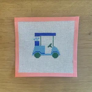 Blue Golf Cart Needlepoint Canvas