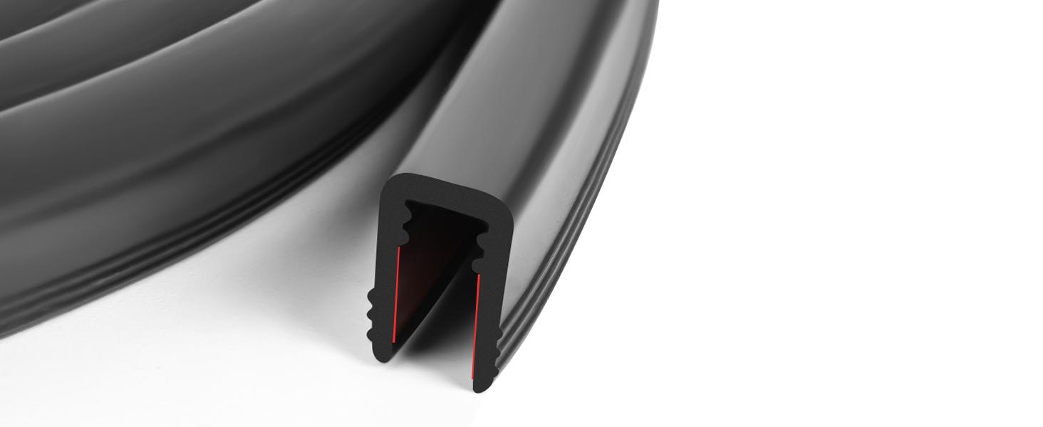 Rubber Edge Trim U Channel  /" Self Adhesive Sheet Metal Edge Guard Protector, EPDM Seal Strip for Car Doors, Steel Plates, Glass, Hatches, Table Corners, Fit /"(.mm), Ft, Black