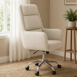 COLAMY COCOON Office Chair High-Load Cloud Comfort Swivel with Premium Chenille Upholstery & Rock & Lock Backrest for Home & Beyond