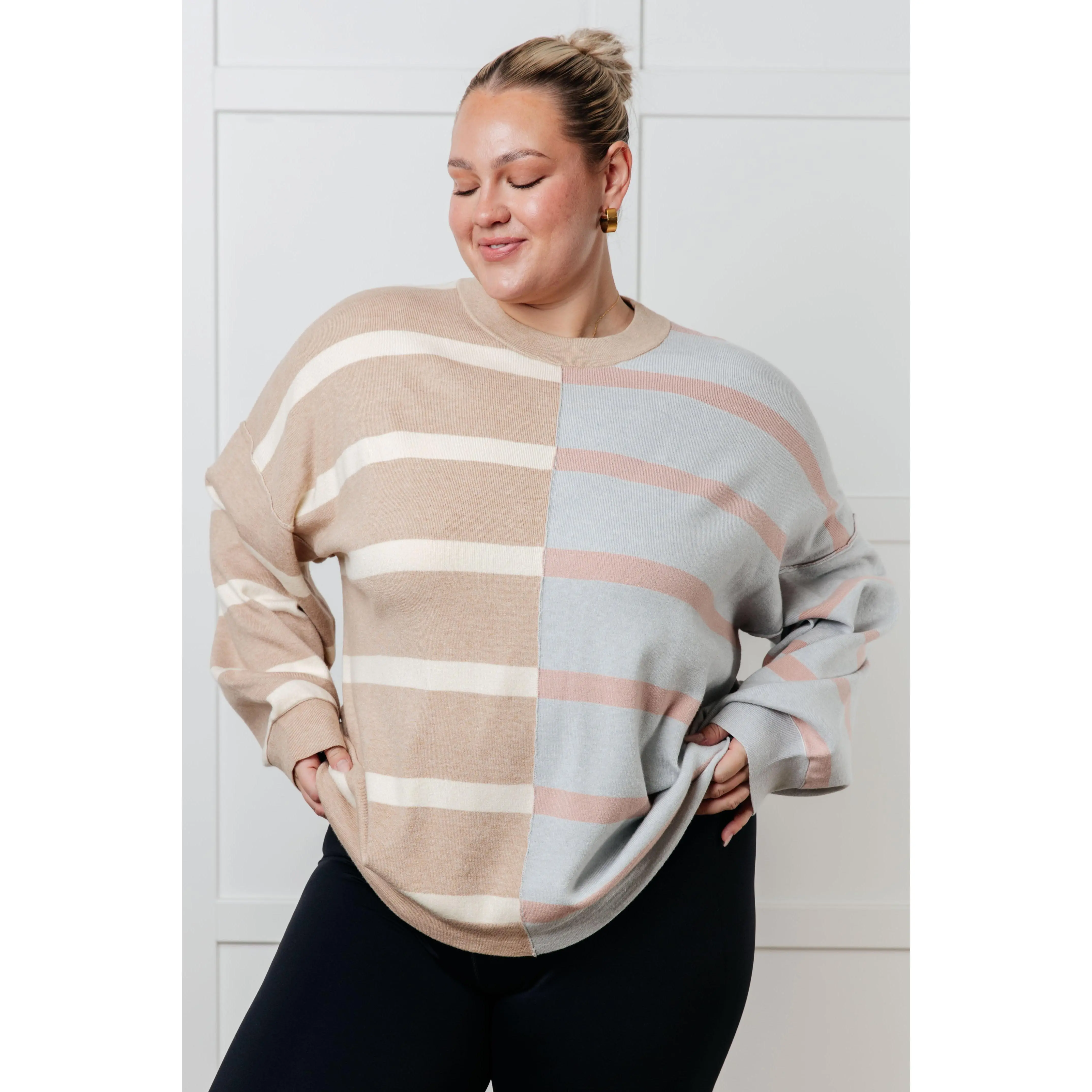 Exceptional Thought Striped Patchwork Sweater