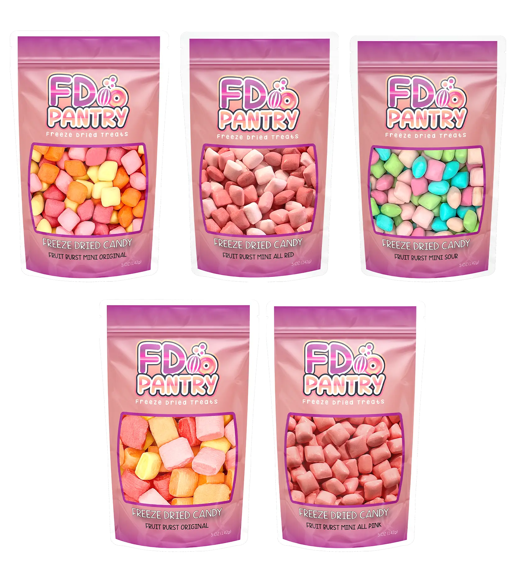Freeze Dried Candy Burst Fruit Burst Fruity Bite Sweet Gift Sour, Original all Reds and all Pink Flavor Crunch