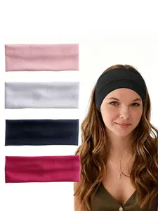 3-Pack Women's Solid Color Sports Headbands, Wide Elastic Design, Sweat-Wicking Fabric, Non-Slip, Comfortable, Ideal for Daily Wear & Fitness, Workout Headband, Gym