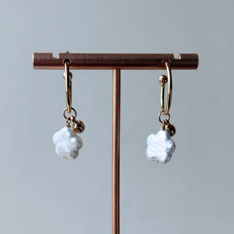 Plum Blossom Pearl Earrings natural freshwater baroque pearls