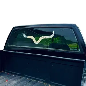 Longhorn Bull Minimalist Decal Sticker - Available in Multiple Colors for Car, Trucks, Jeeps, SUVs, and Walls - Back Window