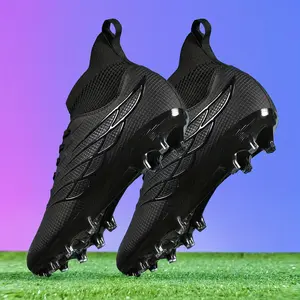 Professional Men's Soccer Shoes New AG Cleats Boots Non-Slip Adult Breathable High-Top Soccer Shoes Couple Outdoor Lawn Lightweight Soccer Boots Competition Training Shoes Classic Black Sports Soccer Shoes