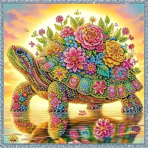 Adult DIY Diamond Painting Kit, Sea Turtle Series Colorful Pattern, Irregular Shape Crystal Art, Perfect Holiday Gift, Handmade Gifts, 30x30 Cm Unframed
