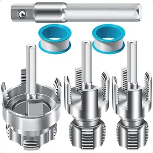 3 Packs Internal & External Pipe Threading Tool Set, 1/2'' 3/4'' 1'' PVC Plastic Pipe Threader Kit, Drill Compatible Threading Tool for Plumbing Projects and Home Repairs