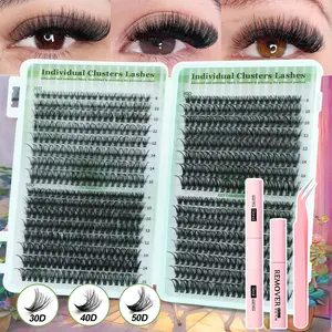 30D/40D/50D False Eyelash Extension Set, High Capacity DIY Lashes, Fluffy D Curl, Non-Toxic, Ideal for Daily Use, Parties, Travel, Gifts, Mixed Individual Lashes
